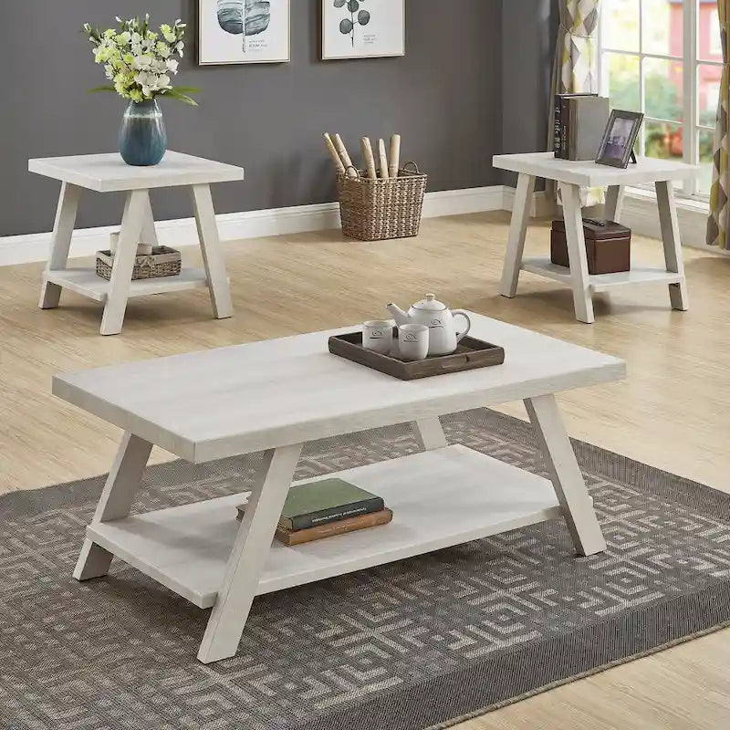 Roundhill Furniture Athens Ensemble de 3 tables étagères contemporaines en bois répliqué