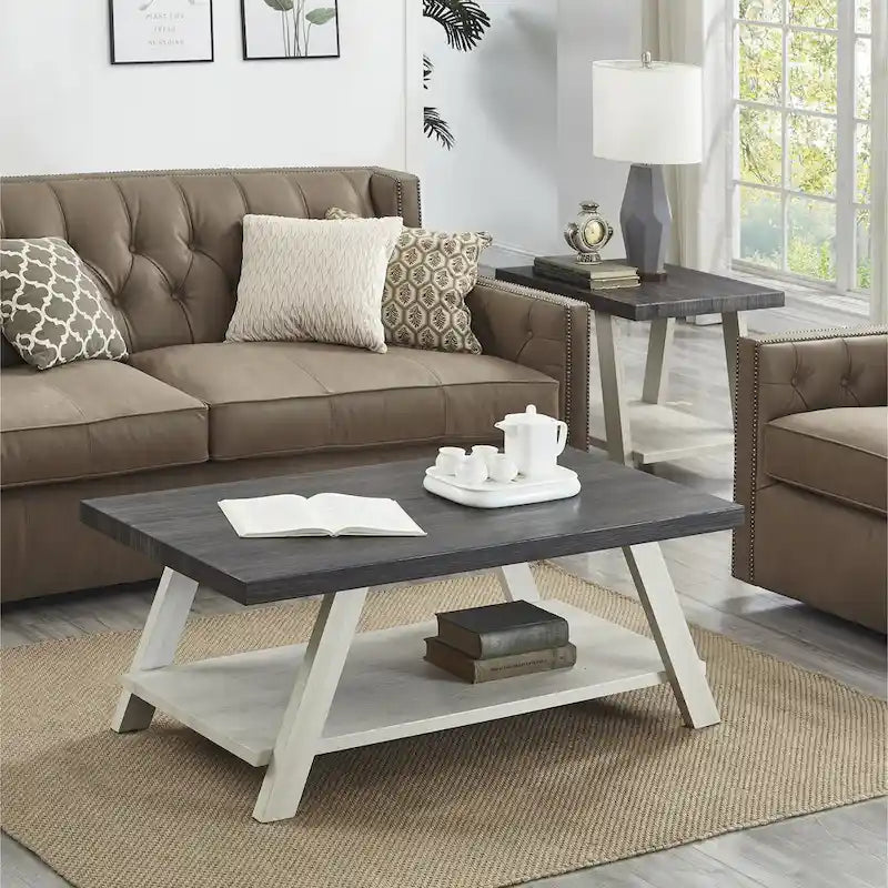 Roundhill Furniture Athens Ensemble de 3 tables étagères contemporaines en bois répliqué