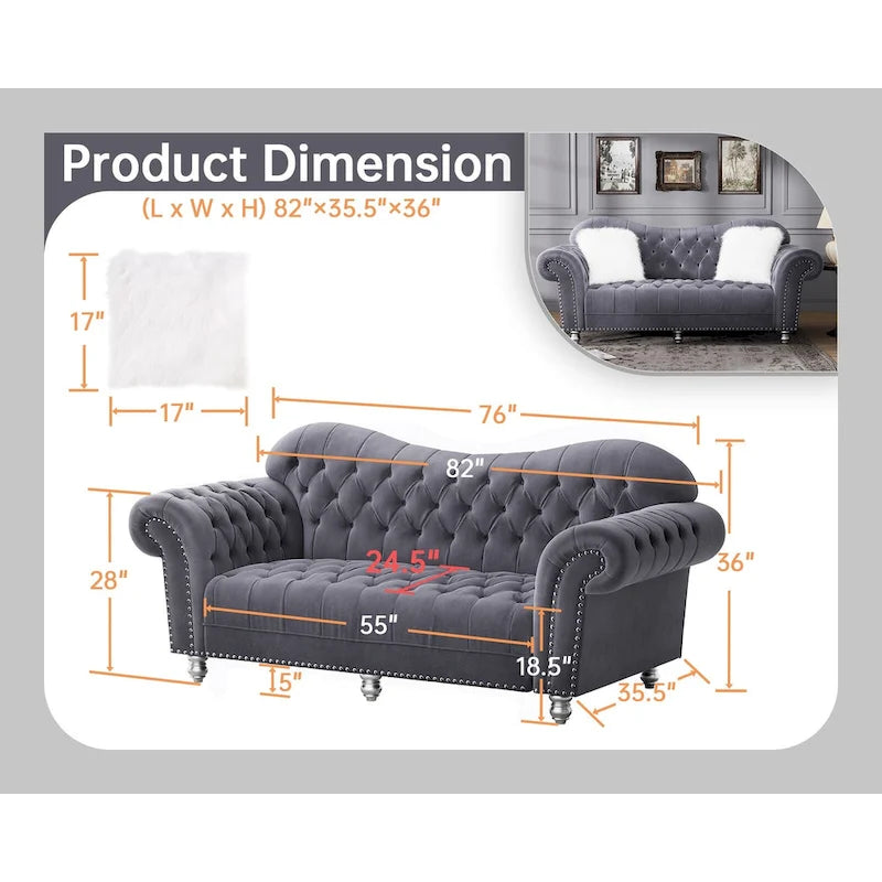 Canapé Chesterfield Américain Classique de Luxe à Dossier Capitonnage