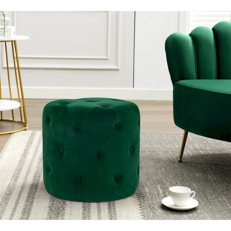 Pouf rond touffeté Adeco - Repose-pieds en tissu