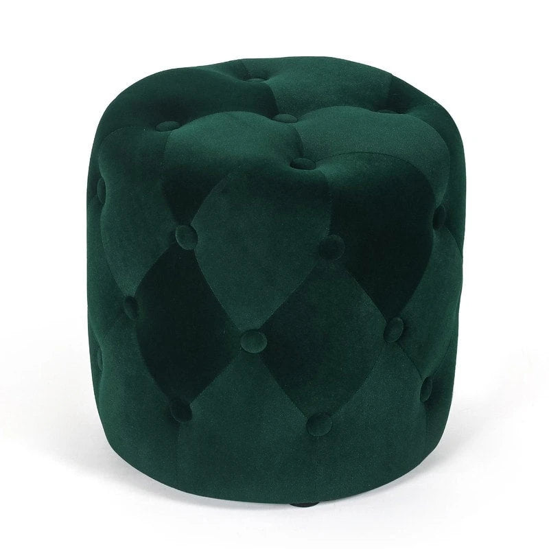 Pouf rond touffeté Adeco - Repose-pieds en tissu