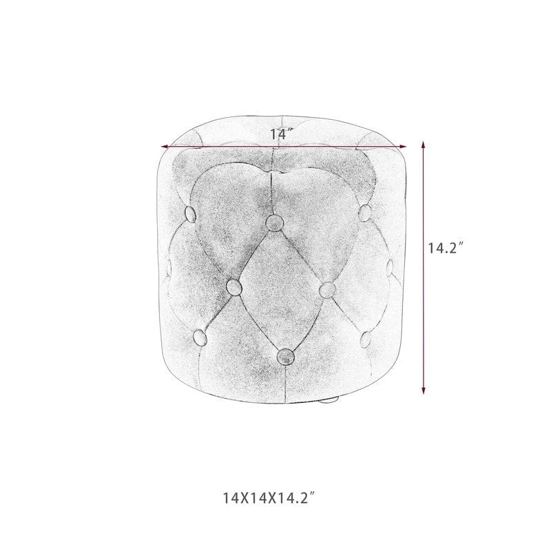 Pouf rond touffeté Adeco - Repose-pieds en tissu