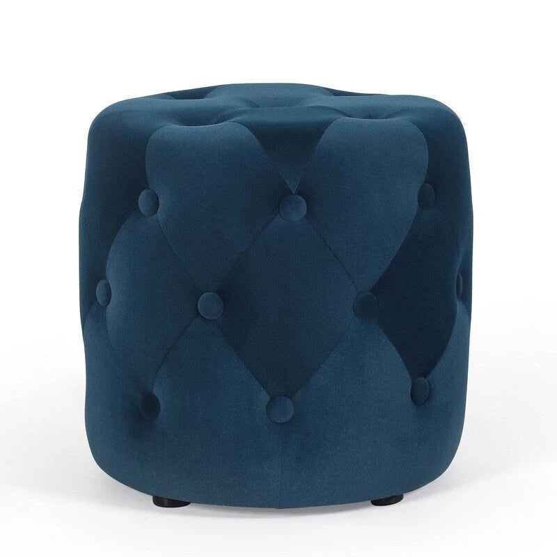 Pouf rond touffeté Adeco - Repose-pieds en tissu