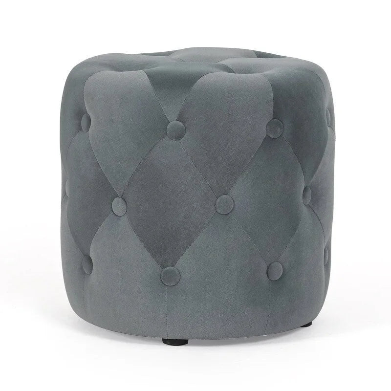 Pouf rond touffeté Adeco - Repose-pieds en tissu