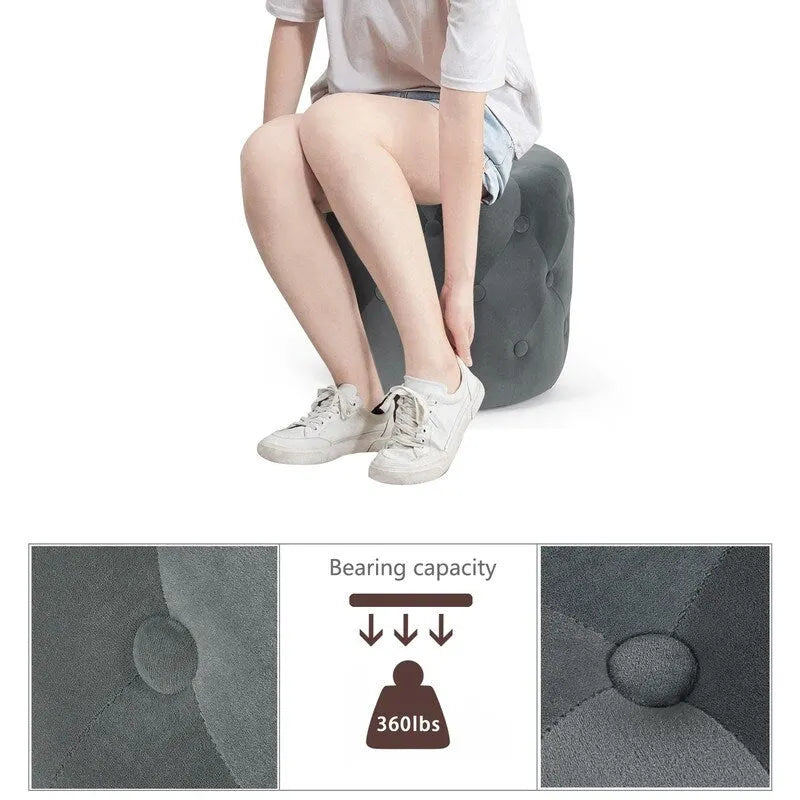 Pouf rond touffeté Adeco - Repose-pieds en tissu
