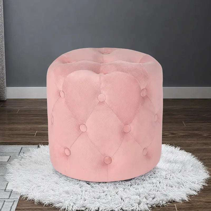 Pouf rond touffeté Adeco - Repose-pieds en tissu