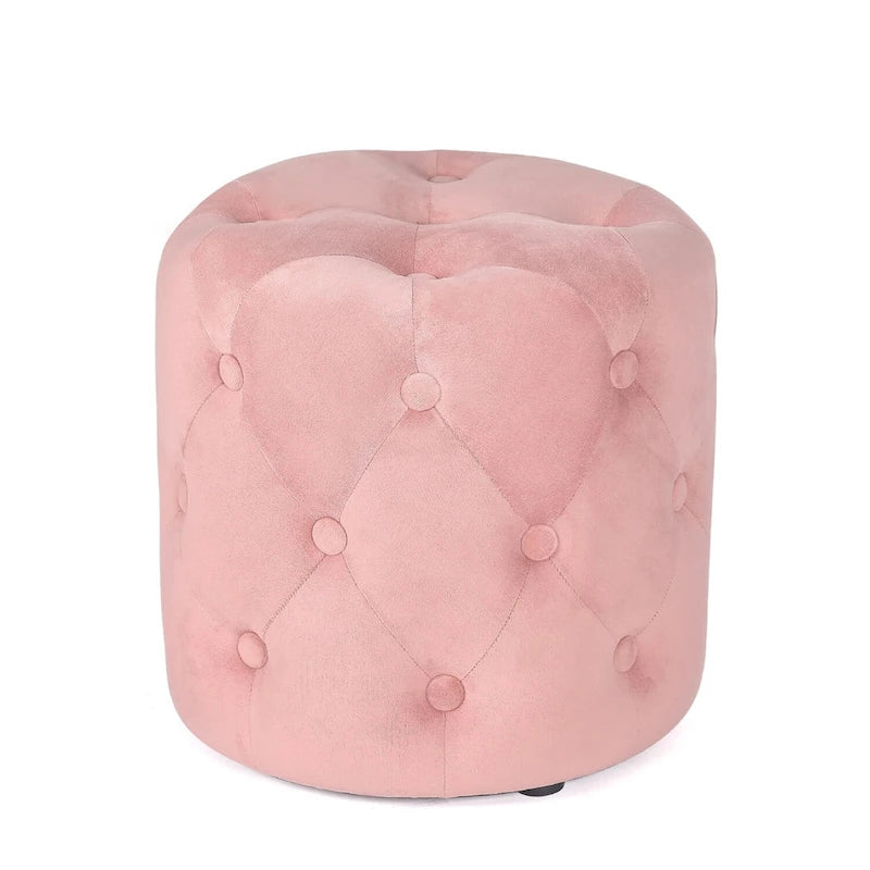 Pouf rond touffeté Adeco - Repose-pieds en tissu