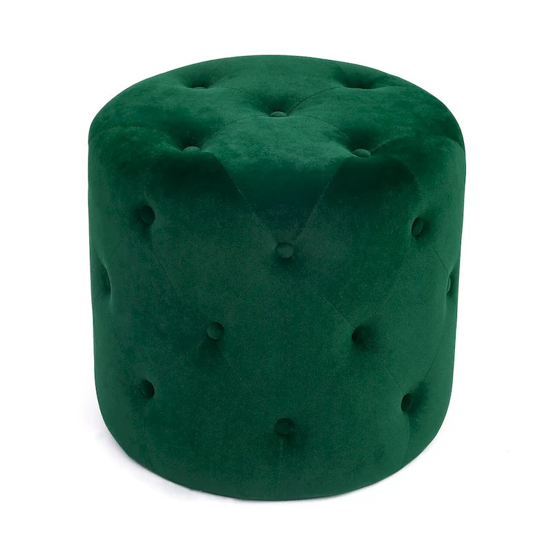 Pouf rond touffeté Adeco - Repose-pieds en tissu