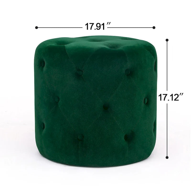 Pouf rond touffeté Adeco - Repose-pieds en tissu