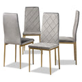 Ensemble de 4 chaises de salle à manger Blaise Modern Luxe et Glam en velours et métal