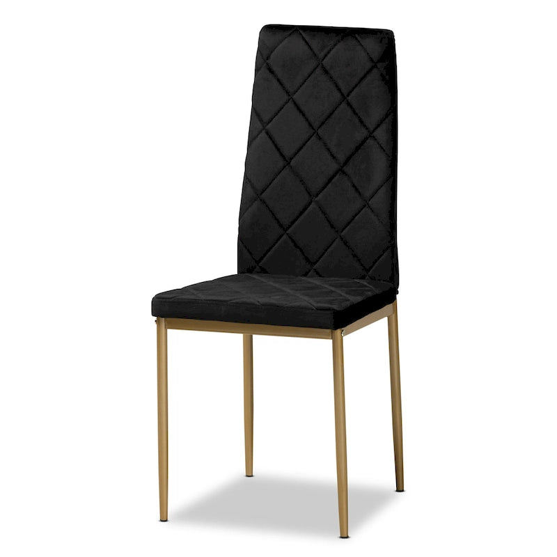 Ensemble de 4 chaises de salle à manger Blaise Modern Luxe et Glam en velours et métal