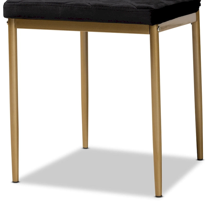 Ensemble de 4 chaises de salle à manger Blaise Modern Luxe et Glam en velours et métal