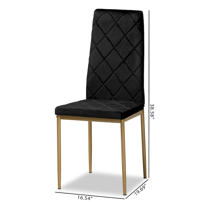 Ensemble de 4 chaises de salle à manger Blaise Modern Luxe et Glam en velours et métal