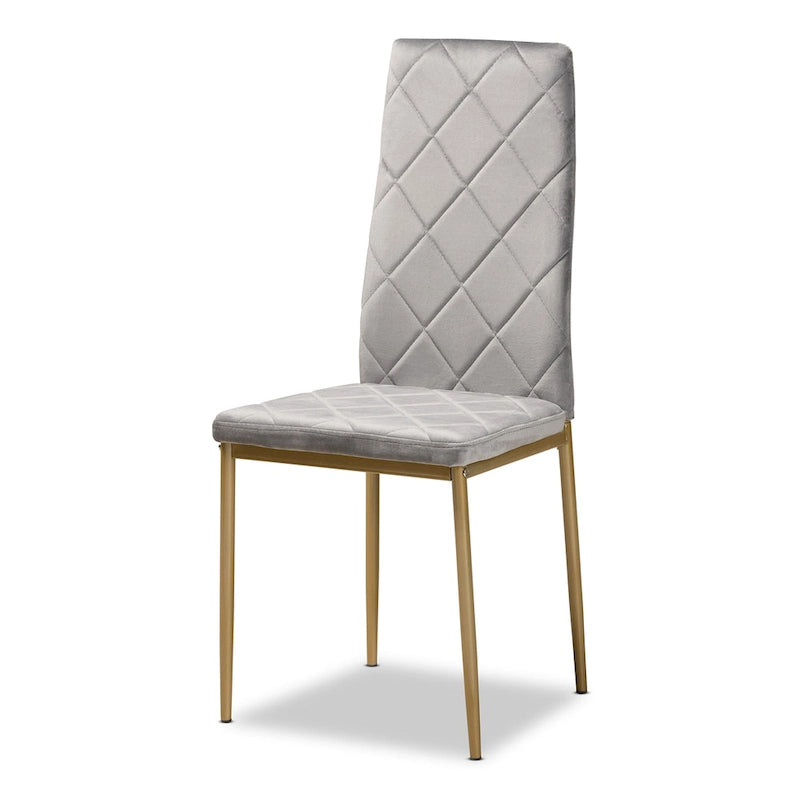 Ensemble de 4 chaises de salle à manger Blaise Modern Luxe et Glam en velours et métal