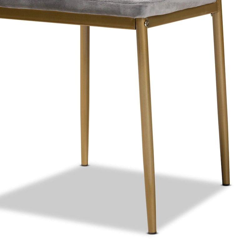 Ensemble de 4 chaises de salle à manger Blaise Modern Luxe et Glam en velours et métal