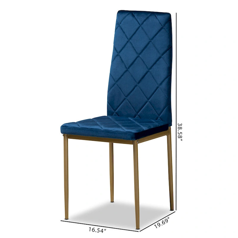Ensemble de 4 chaises de salle à manger Blaise Modern Luxe et Glam en velours et métal