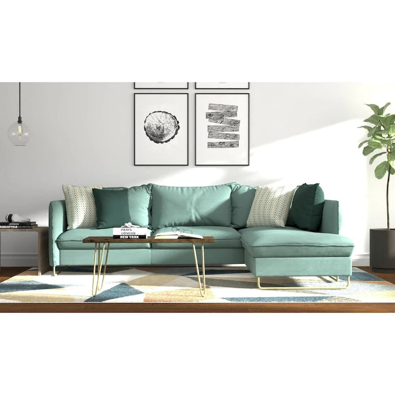 Table basse/Banc live edge Carolina Living Seti – Plateau en orme – Base dorée