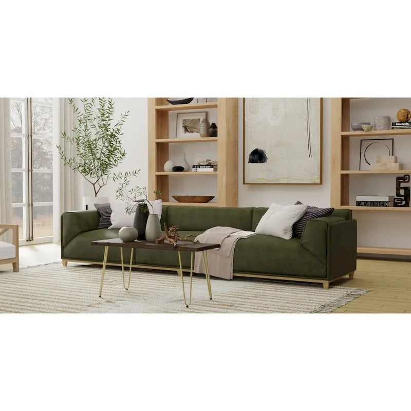 Table basse/Banc live edge Carolina Living Seti – Plateau en orme – Base dorée
