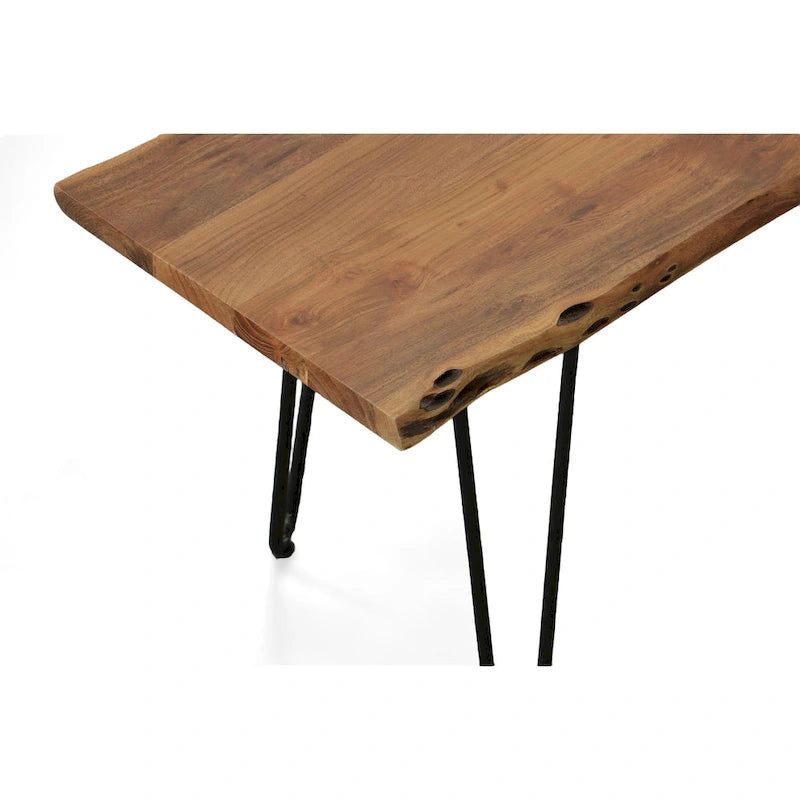 Table basse/Banc live edge Carolina Living Seti – Plateau en orme – Base dorée