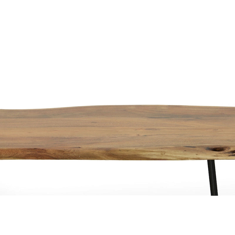 Table basse/Banc live edge Carolina Living Seti – Plateau en orme – Base dorée