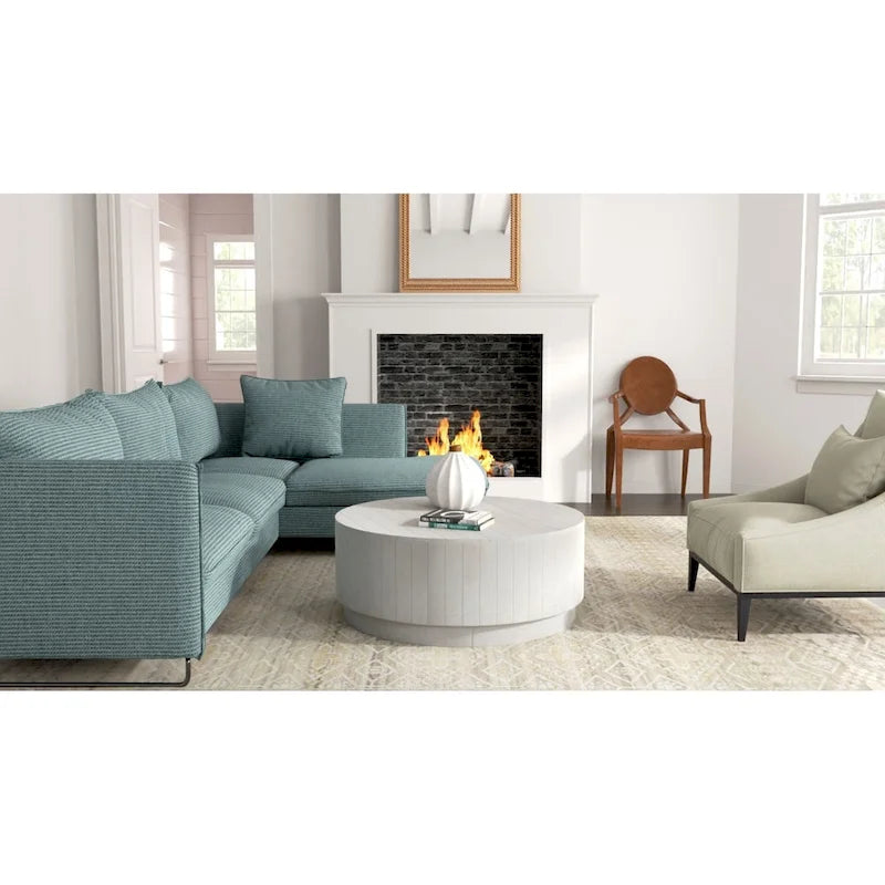 Table basse ronde en bois Tamia 42 de Carolina Living - Orme