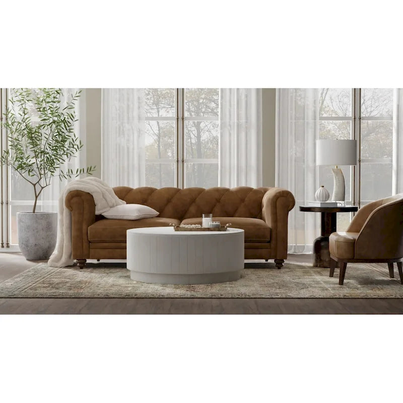 Table basse ronde en bois Tamia 42 de Carolina Living - Orme