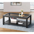 Table basse Cordero en bois et verre, largeur 48 pouces, avec étagère de rangement