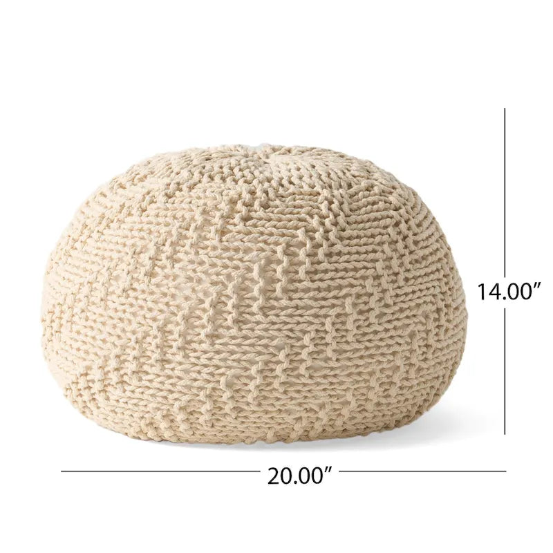 Pouf rond tricoté d'intérieur et d'extérieur Barwick par Christopher Knight Home