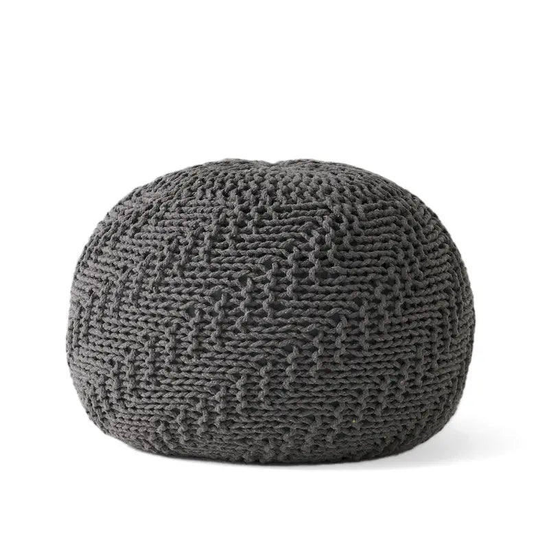 Pouf rond tricoté d'intérieur et d'extérieur Barwick par Christopher Knight Home