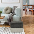 Repose-Pieds Tabouret Carré en Tissu Adeco avec Coutures Bicolores