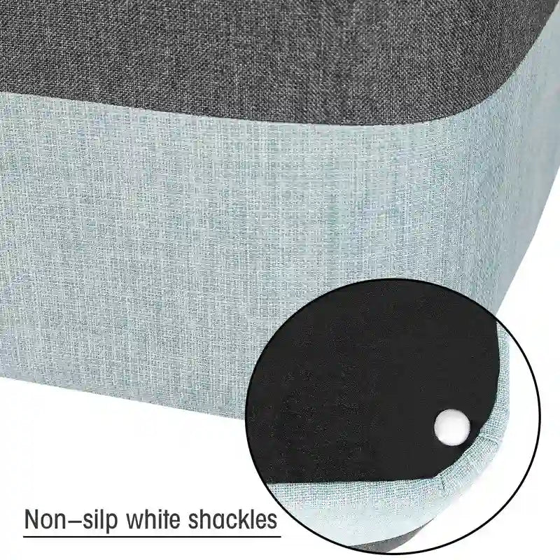 Repose-Pieds Tabouret Carré en Tissu Adeco avec Coutures Bicolores