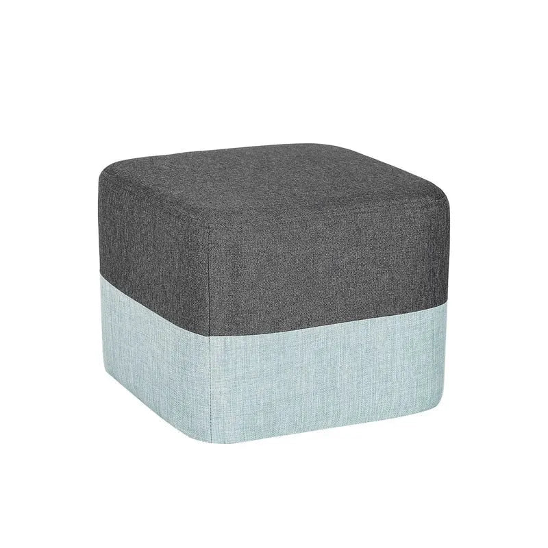 Repose-Pieds Tabouret Carré en Tissu Adeco avec Coutures Bicolores