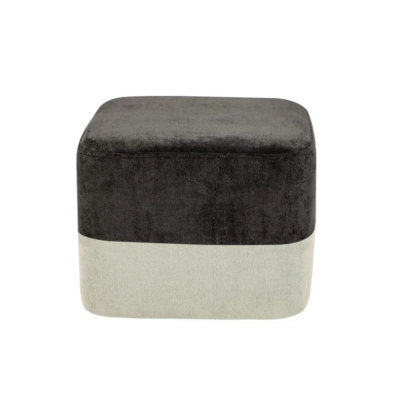 Repose-Pieds Tabouret Carré en Tissu Adeco avec Coutures Bicolores