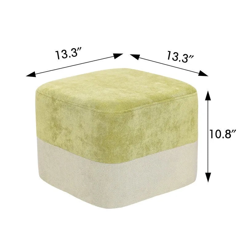 Repose-Pieds Tabouret Carré en Tissu Adeco avec Coutures Bicolores
