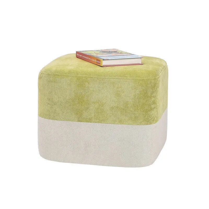 Repose-Pieds Tabouret Carré en Tissu Adeco avec Coutures Bicolores