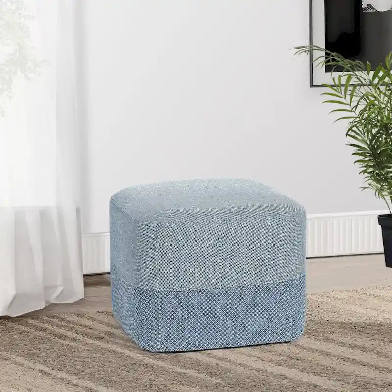 Repose-Pieds Tabouret Carré en Tissu Adeco avec Coutures Bicolores
