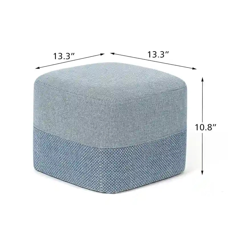 Repose-Pieds Tabouret Carré en Tissu Adeco avec Coutures Bicolores
