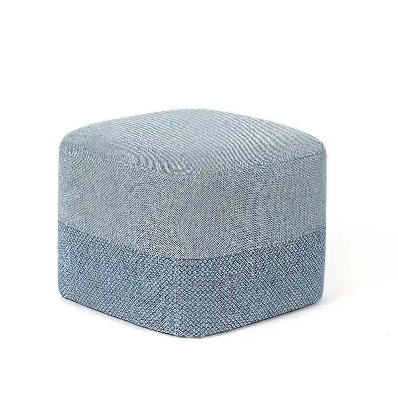 Repose-Pieds Tabouret Carré en Tissu Adeco avec Coutures Bicolores