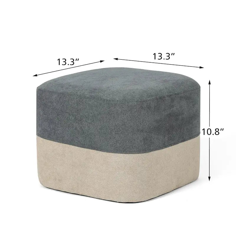 Repose-Pieds Tabouret Carré en Tissu Adeco avec Coutures Bicolores
