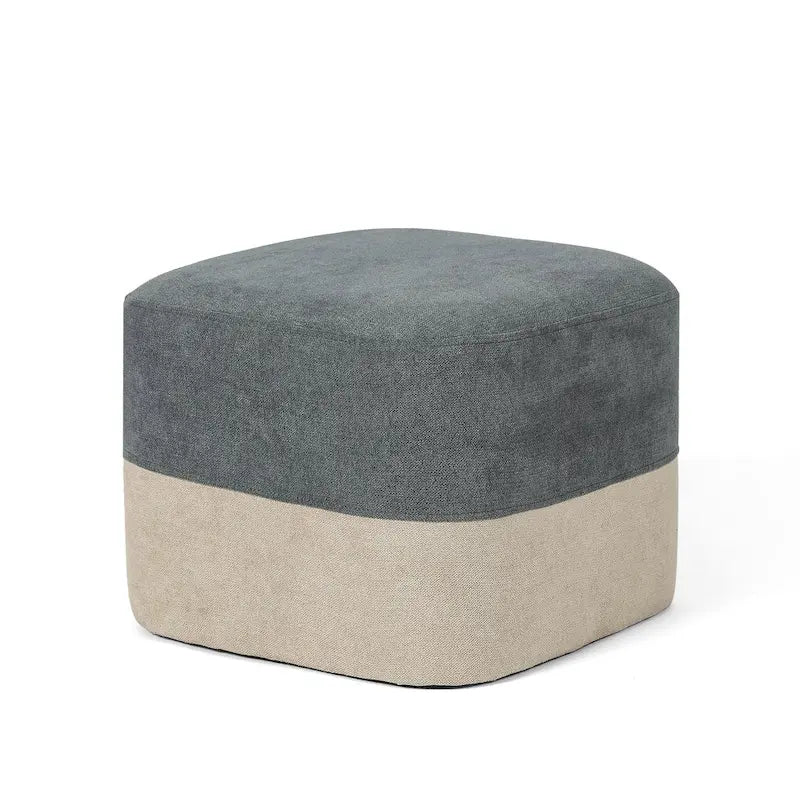 Repose-Pieds Tabouret Carré en Tissu Adeco avec Coutures Bicolores