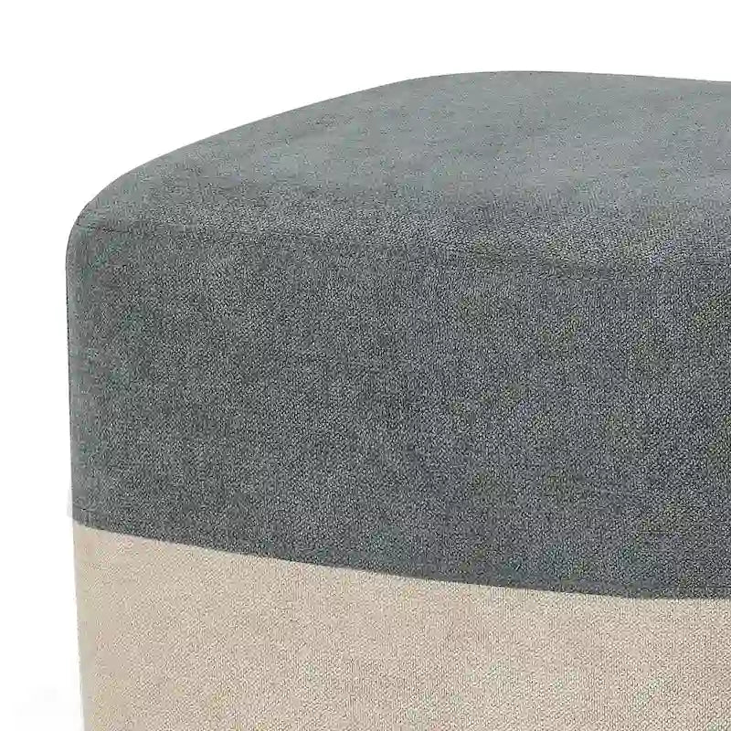 Repose-Pieds Tabouret Carré en Tissu Adeco avec Coutures Bicolores