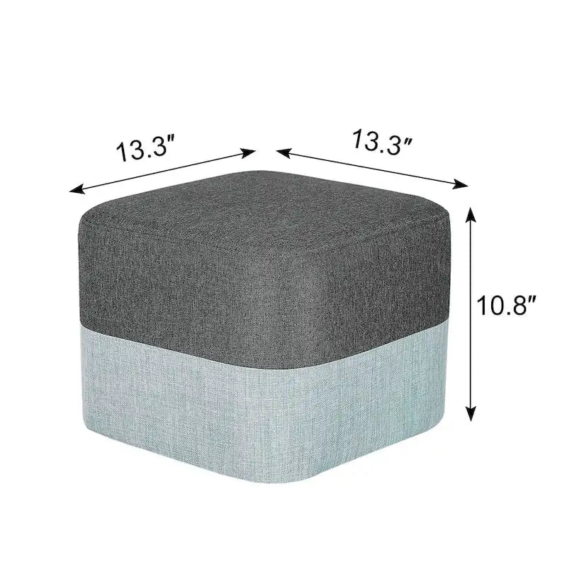 Repose-Pieds Tabouret Carré en Tissu Adeco avec Coutures Bicolores