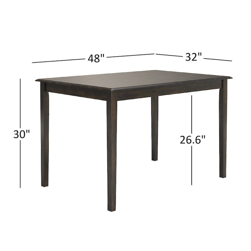 Ensemble de salle à manger rectangulaire Wilmington II de 48 po noir antique 5 pièces par iNSPIRE Q Classic