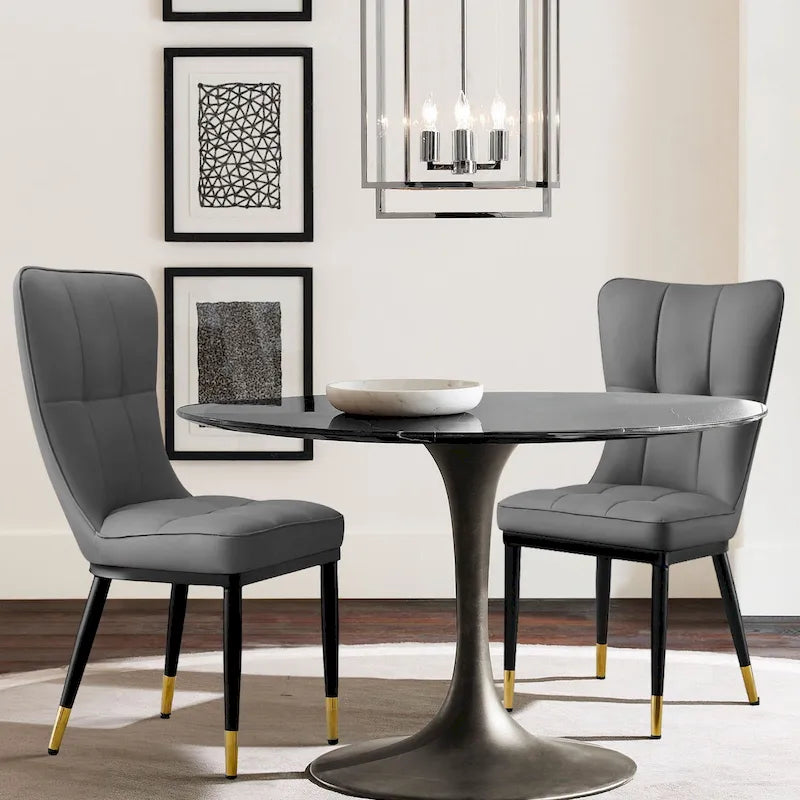 Lot de 2 chaises de salle à manger rembourrées avec pieds en métal