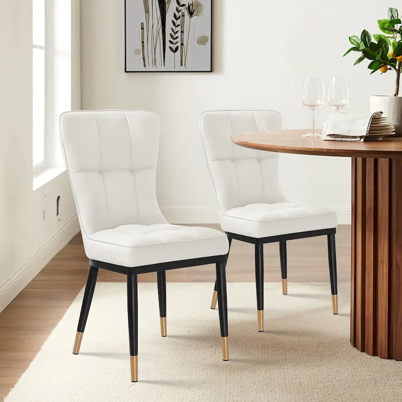 Lot de 2 chaises de salle à manger rembourrées avec pieds en métal