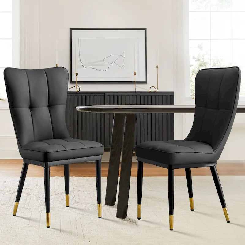 Lot de 2 chaises de salle à manger rembourrées avec pieds en métal