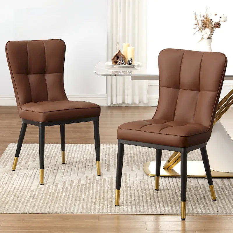 Lot de 2 chaises de salle à manger rembourrées avec pieds en métal