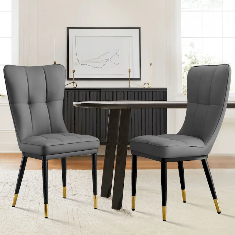 Lot de 2 chaises de salle à manger rembourrées avec pieds en métal