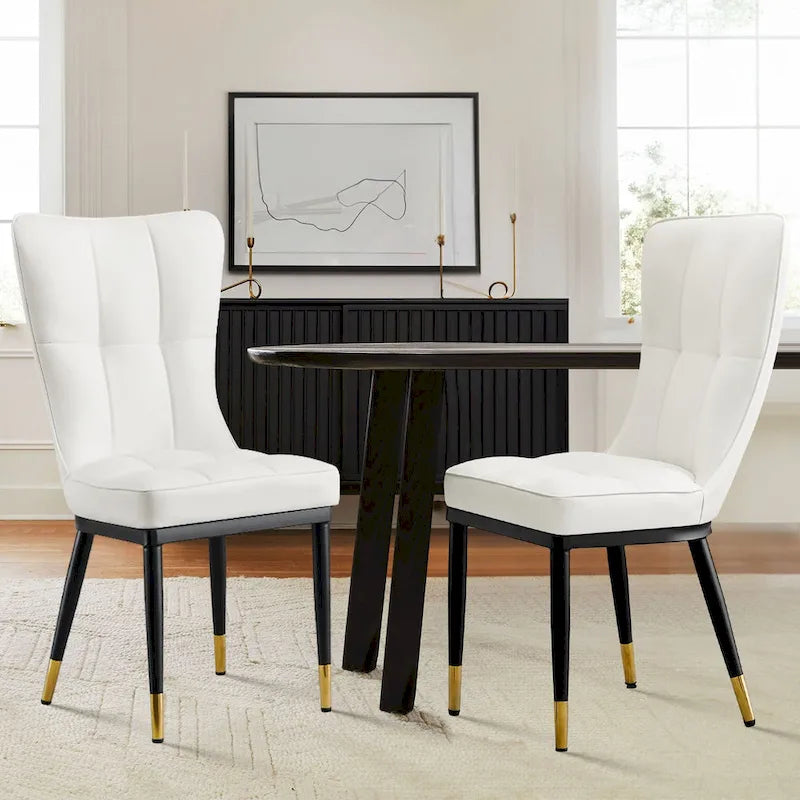 Lot de 2 chaises de salle à manger rembourrées avec pieds en métal