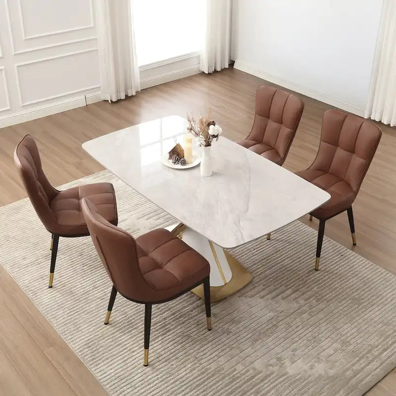 Lot de 2 chaises de salle à manger rembourrées avec pieds en métal